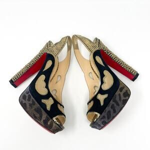 Christian Louboutin Multicolor Suede Lame Miralep 140 Pumps Platforms EU 38.5